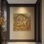 Kamadhenu wall mural available in Bronze, Golden, and White finishes — a majestic blend of tradition and design.