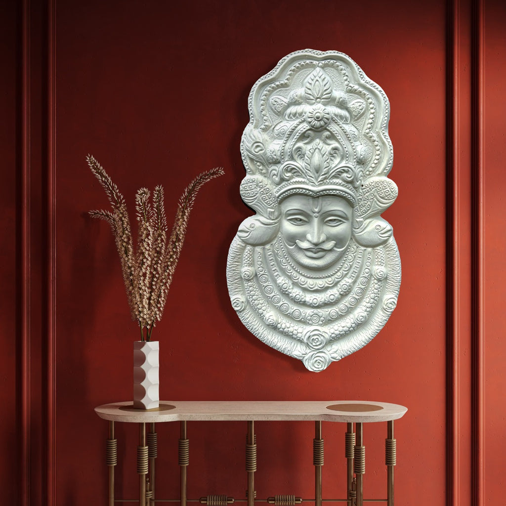Full view of Khatu Shyam 3D relief wall art designed as a handcrafted spiritual wall décor piece.