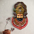 Full view of Khatu Shyam 3D relief wall art designed as a handcrafted spiritual wall décor piece in multicolour.