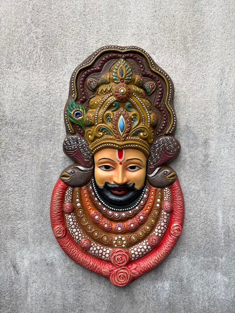 Full view of Khatu Shyam 3D wall art sculpture designed for a pooja room and devotional décor.