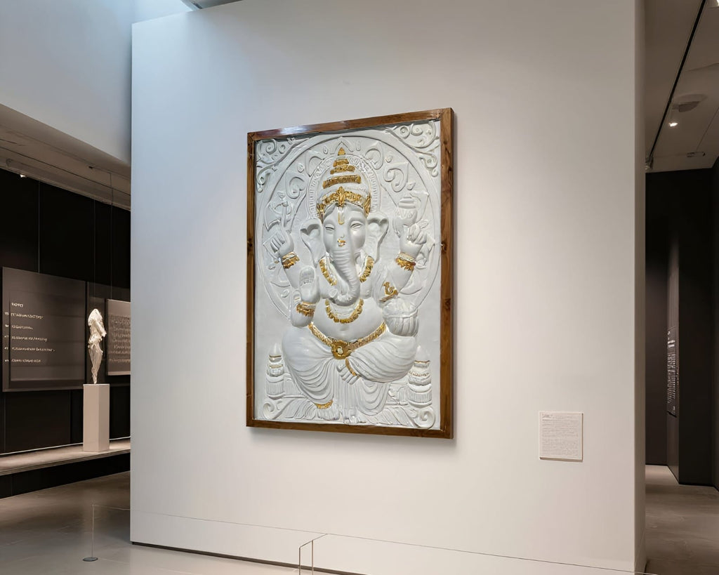 Large 4x3 feet Ganesha wall art, making an effortless statement in a home or office interior.