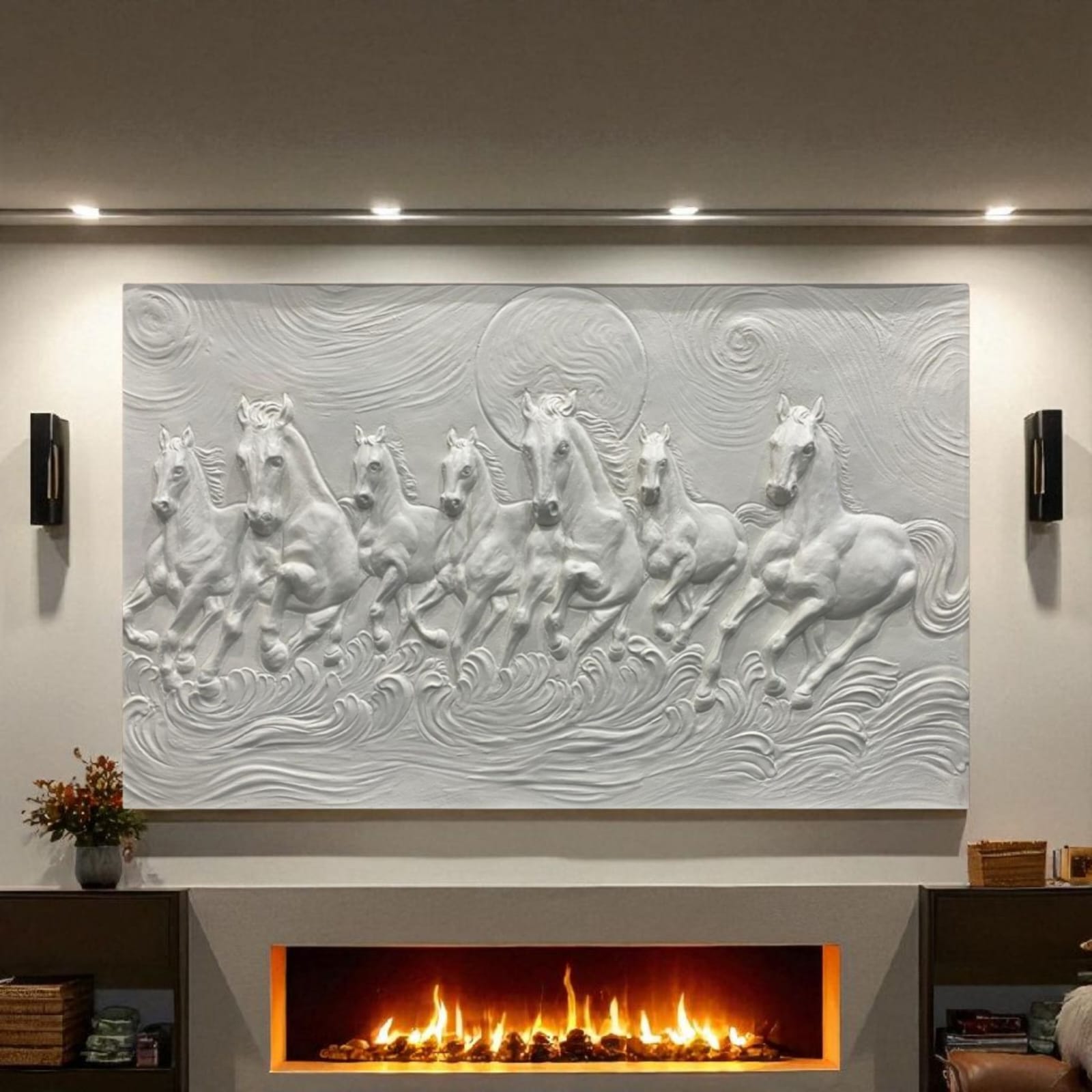 Large 5x3 feet 7 Horse success sculpture, expertly designed for positive progress and speed.
