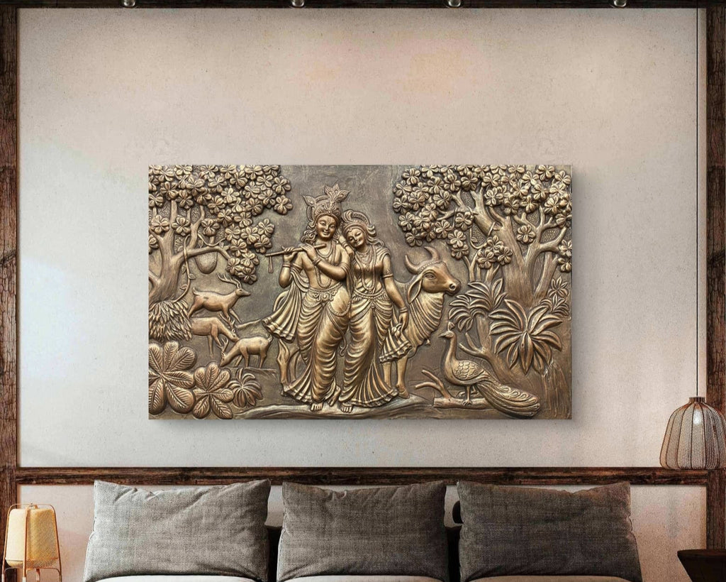 Large spiritual wall art of the divine couple, ideal for a sanctuary or home temple room.