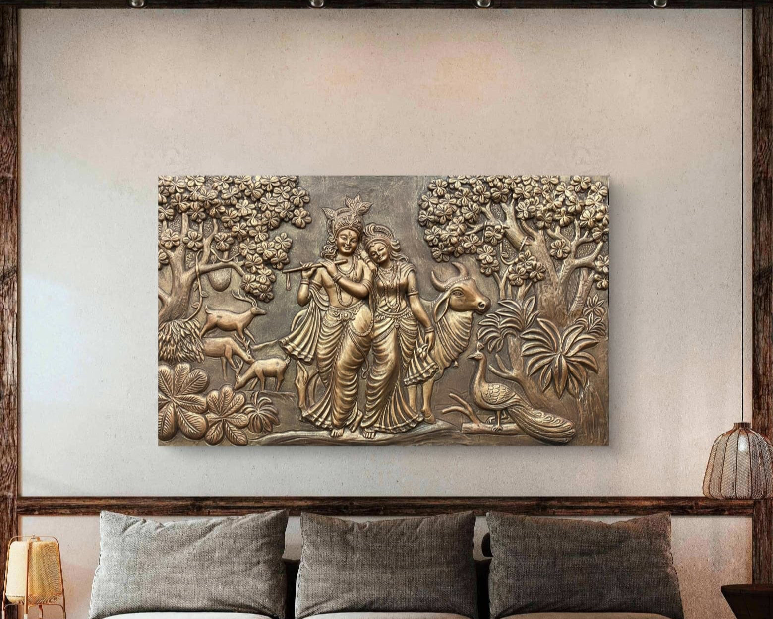 Large spiritual wall art of the divine couple, ideal for a sanctuary or home temple room.