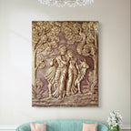 Large 7x6 feet Radha Krishna wall art, an unframed ready-to-hang spiritual statement.