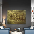 3D relief wall mural of the Last Supper featuring Jesus and His Disciples, ideal for Christian home or church décor.