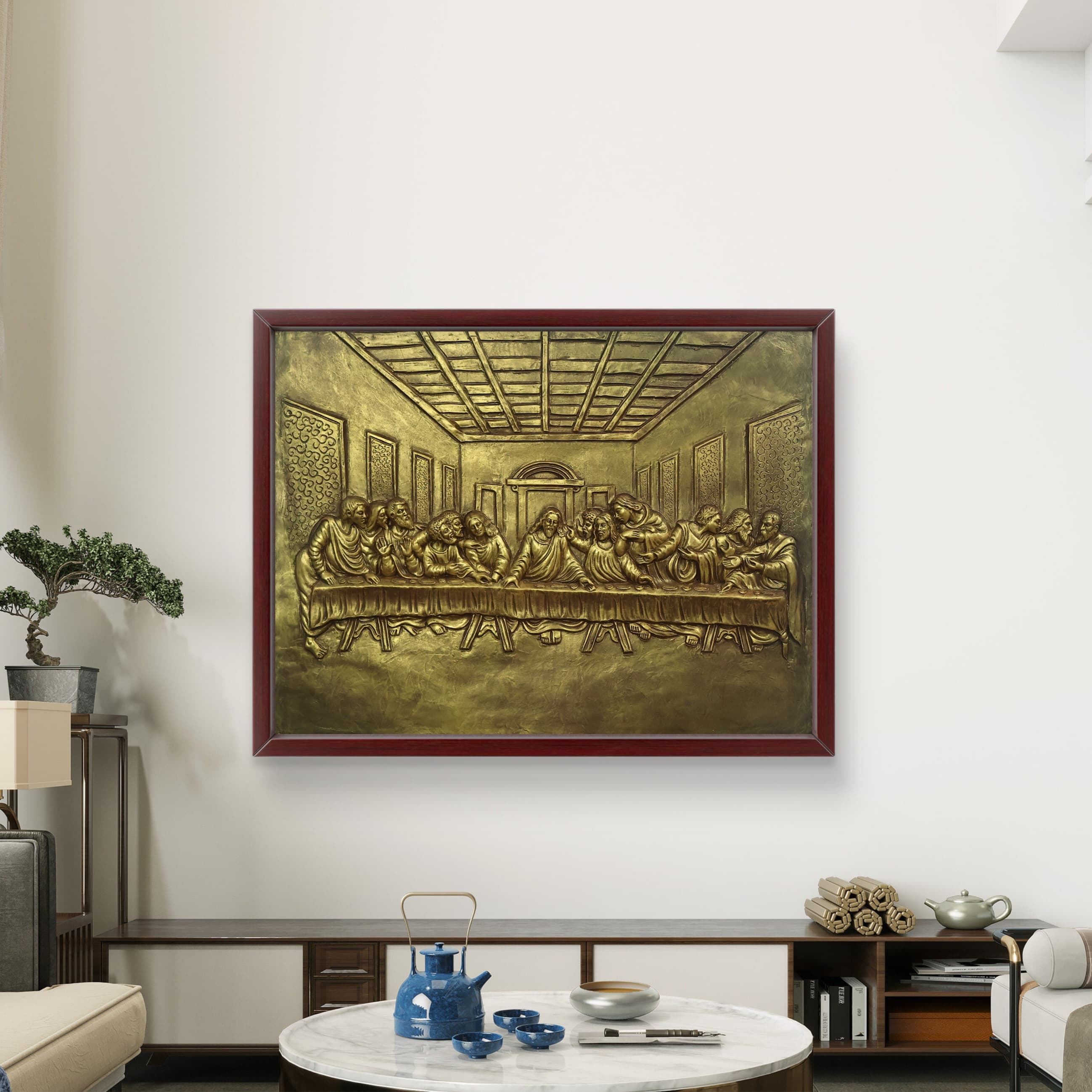 Statua Della Ultima Cena In Resina Con Finitura Rame | ARTVARKO - Decorazione Cristiana 23 Cm
