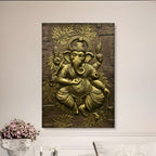 3x2 feet Dancing Ganesha 3D relief wall mural symbolizing wisdom, prosperity, and joyful beginnings.