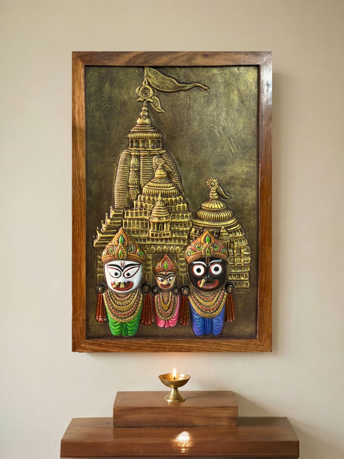 Lord Jagannath 3D mural wall art in large 3x2 feet size featuring elevated relief sculpture design
