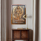 20x15 inch lord murugan mural painting in golden color suitable for gifting and home and office decor.