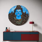Lord Shiva Mahakaal 3D relief mural in 2x2 feet size, handcrafted spiritual wall art symbolizing power, protection, and divine energy in multicolour 