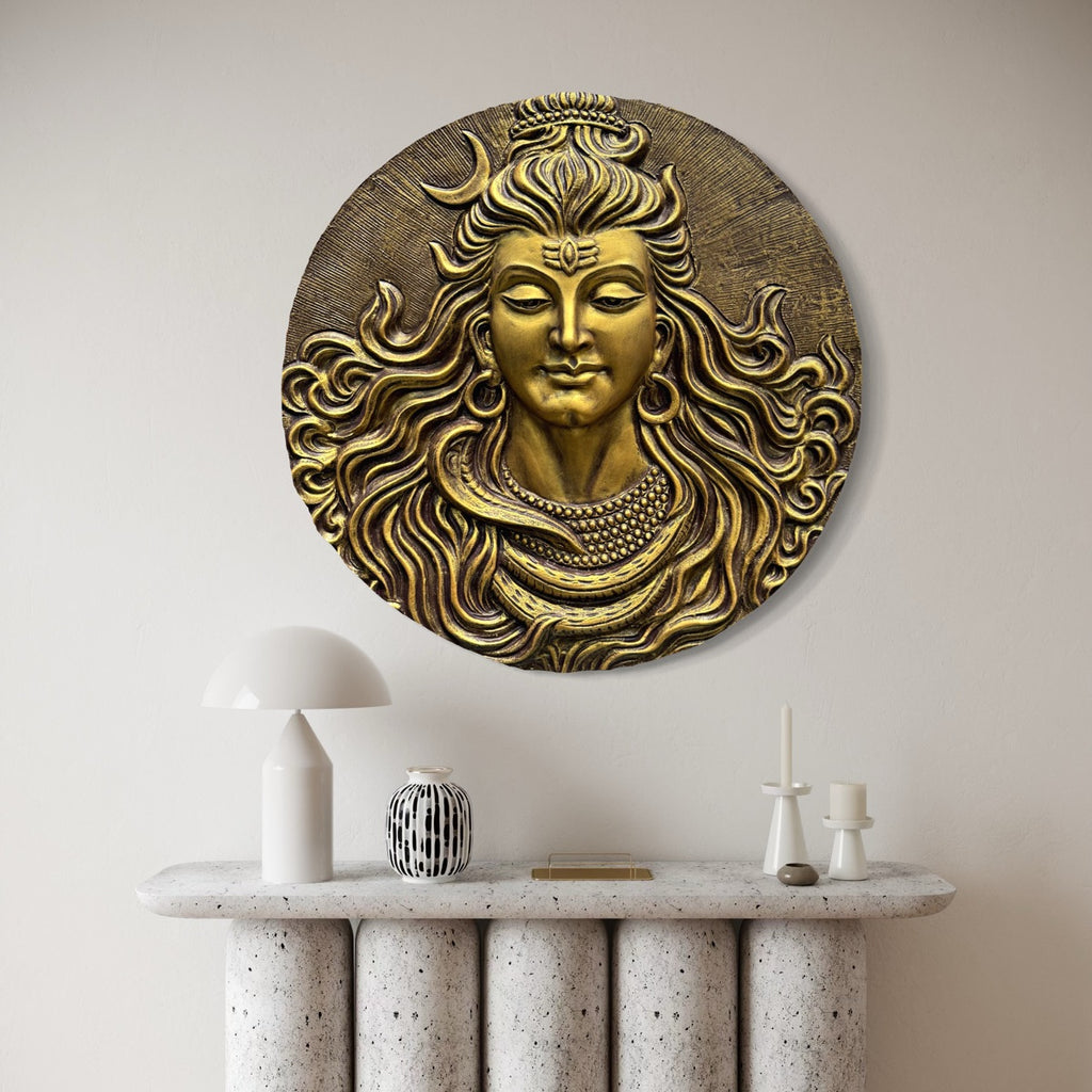 Lord Shiva Mahakaal 3D relief mural in 2x2 feet size, handcrafted spiritual wall art symbolizing power, protection, and divine energy.