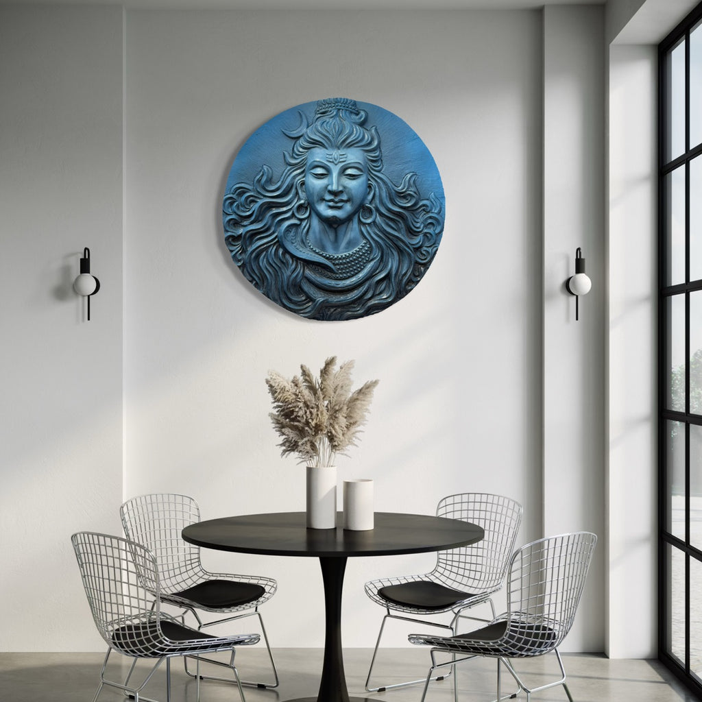 Lord Shiva Mahakaal 3D relief mural in 2x2 feet size, handcrafted spiritual wall art symbolizing power, protection, and divine energy in multicolour.
