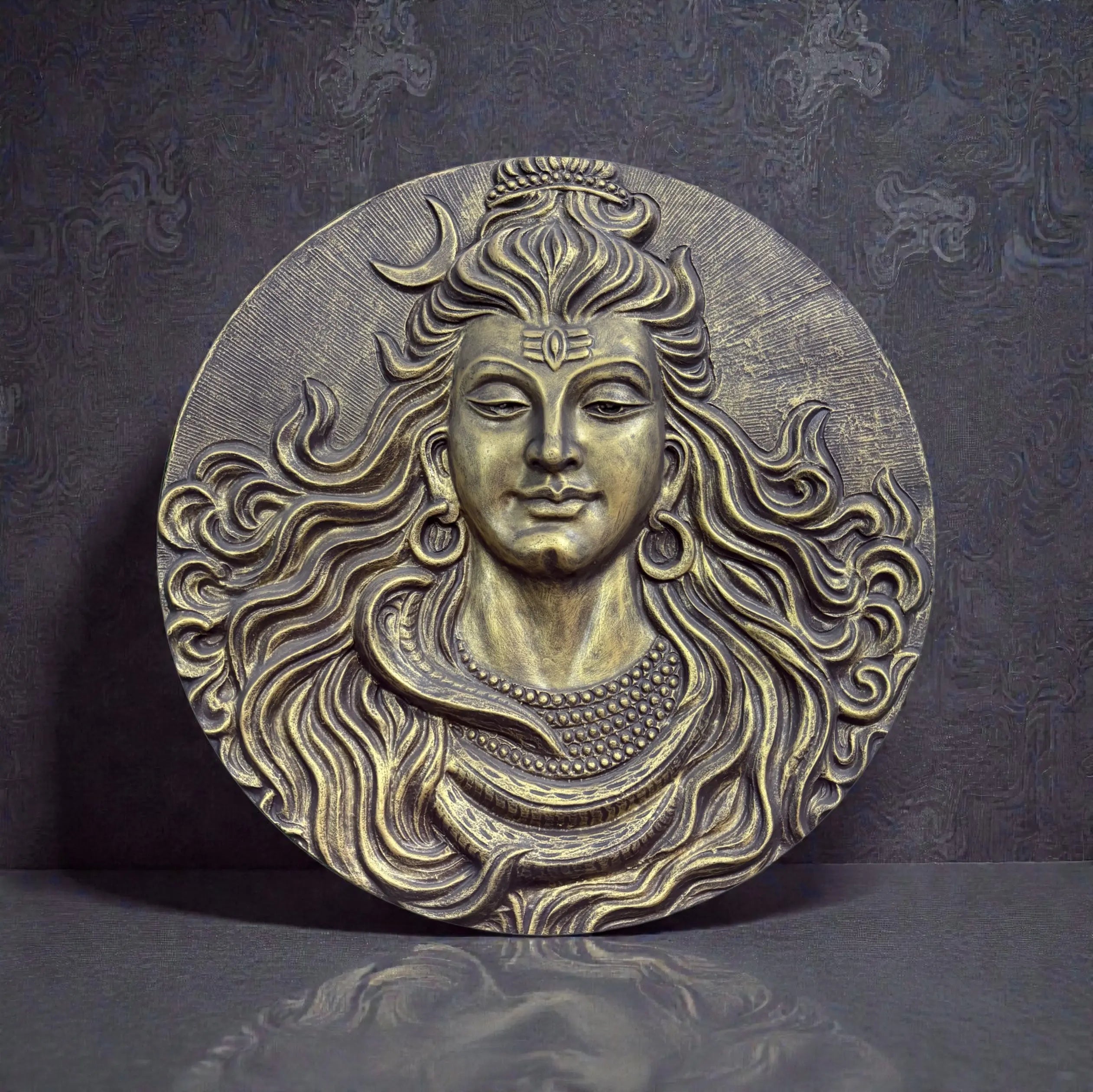 Lord Shiva Mahakaal 3D relief mural in 2x2 feet size, handcrafted spiritual wall art symbolizing power, protection, and divine energy