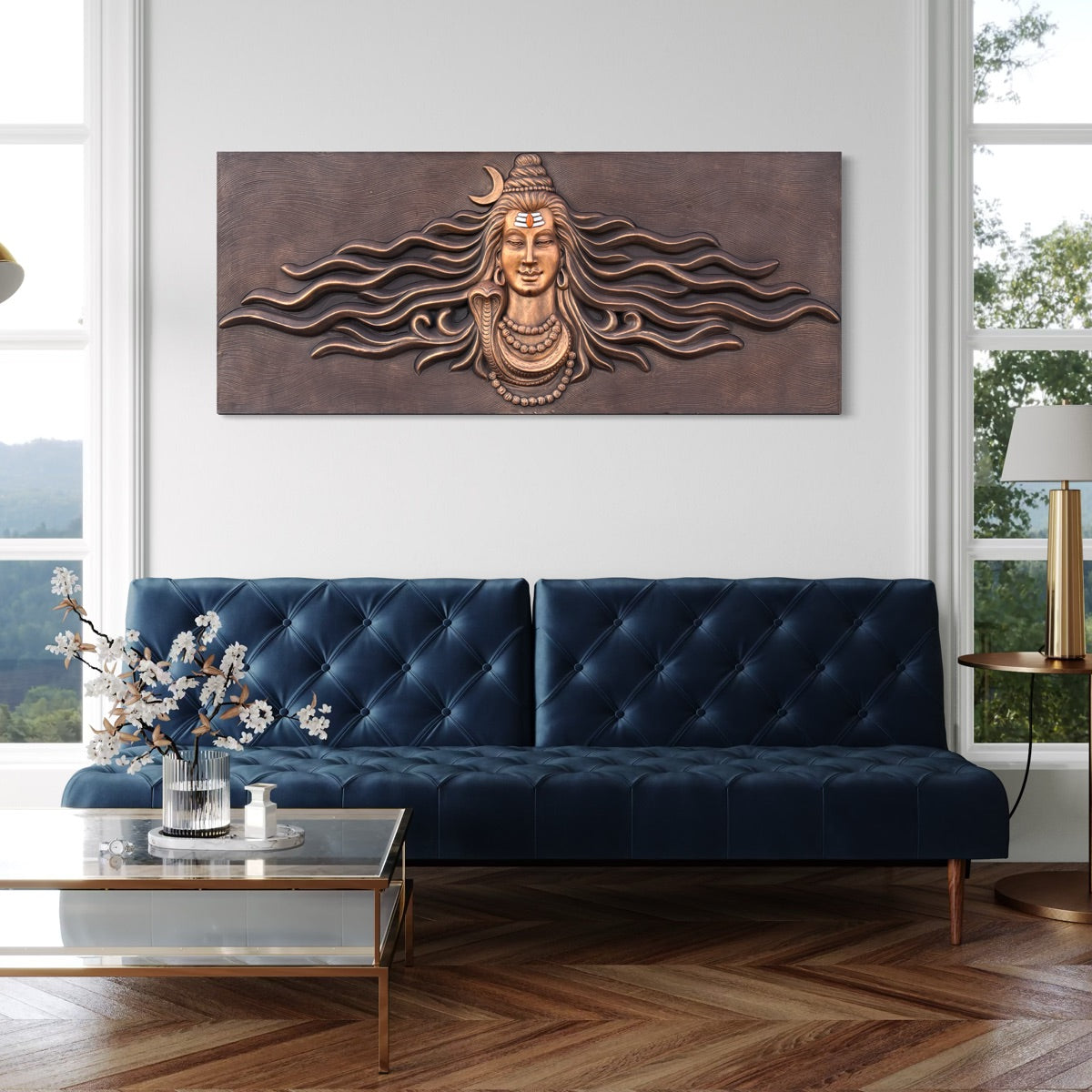 Full view of Lord Shiva Mahakaal 3D wall art sculpture designed for powerful spiritual décor