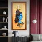 Close-up of abstract Lord Shiva Mahakaal 3D relief wall art highlighting intense expression and detailing