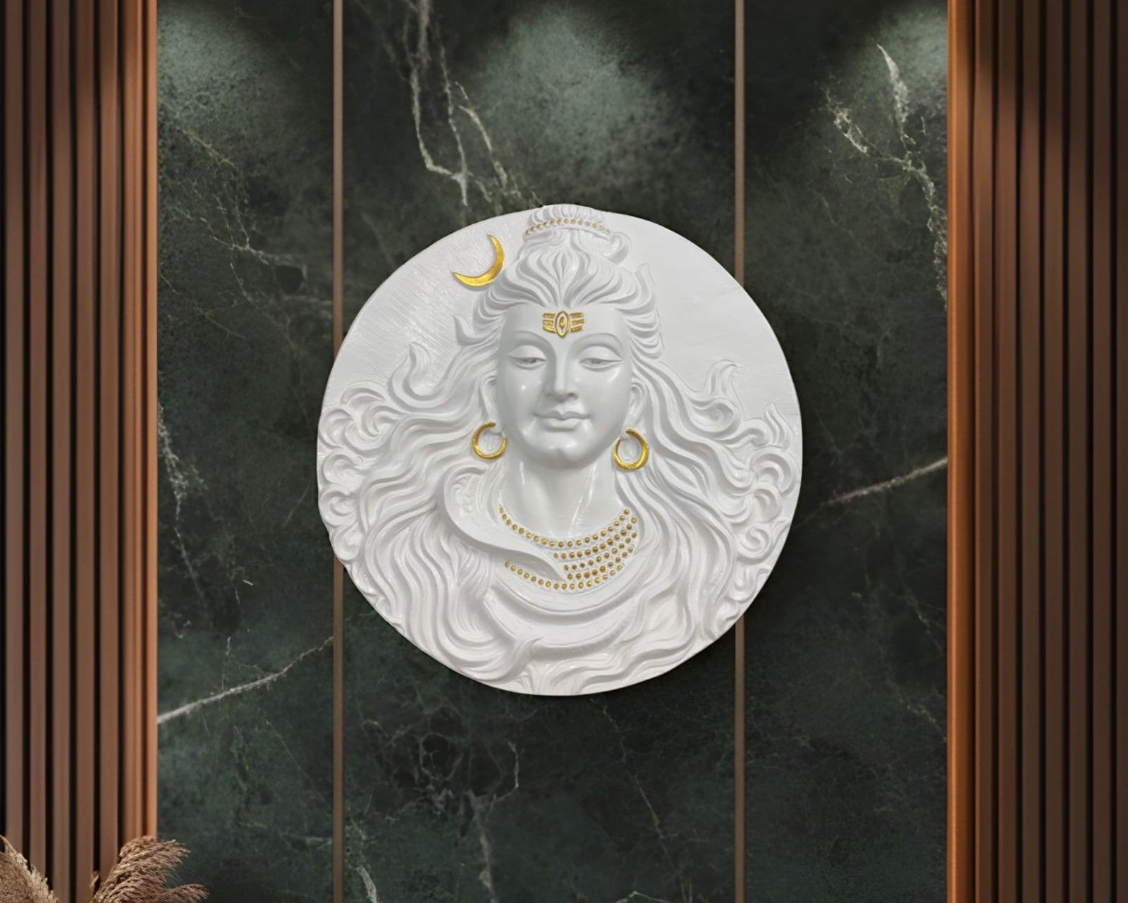 Mahakaal Shiva 3D relief wall sculpture featuring intricate detailing and five stunning finishes, ideal for spiritual and modern home interiors