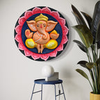 multicolour finish ganesha 3d wall mural circular design 21x21 inch handcrafted relief sculpture for interiors