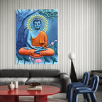 multicolour unframed 4x3 feet Buddha under the Bodhi tree 3D relief mural for enlightenment.
