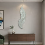 Nature-inspired feather wall panel with modern artistic flair and glowing LED feature