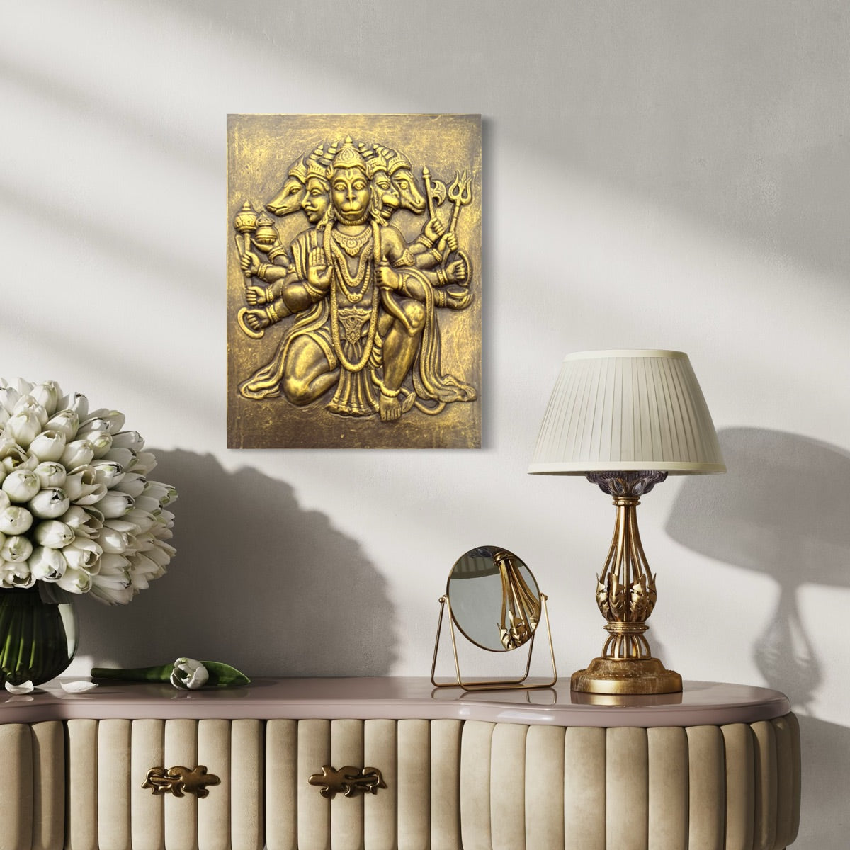 Panchmukhi Hanuman 3D Relief Wall Art (20x15 inch), symbolizing divine protection and courage