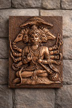 Panchmukhi Hanuman 3D relief mural wall art in 12x9 inches size, handcrafted spiritual decor for pooja room or home temple