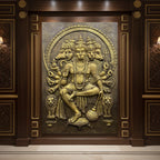 Panchmukhi Hanuman 3D relief mural wall art, handcrafted 6x4 feet sculpture showcasing five-faced Lord Hanuman for spiritual home decor