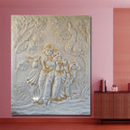 7x6 Feet | Radha Krishna 3D Relief Mural Wall Art | Ready-to-Hang Divine Décor for Home & Temple