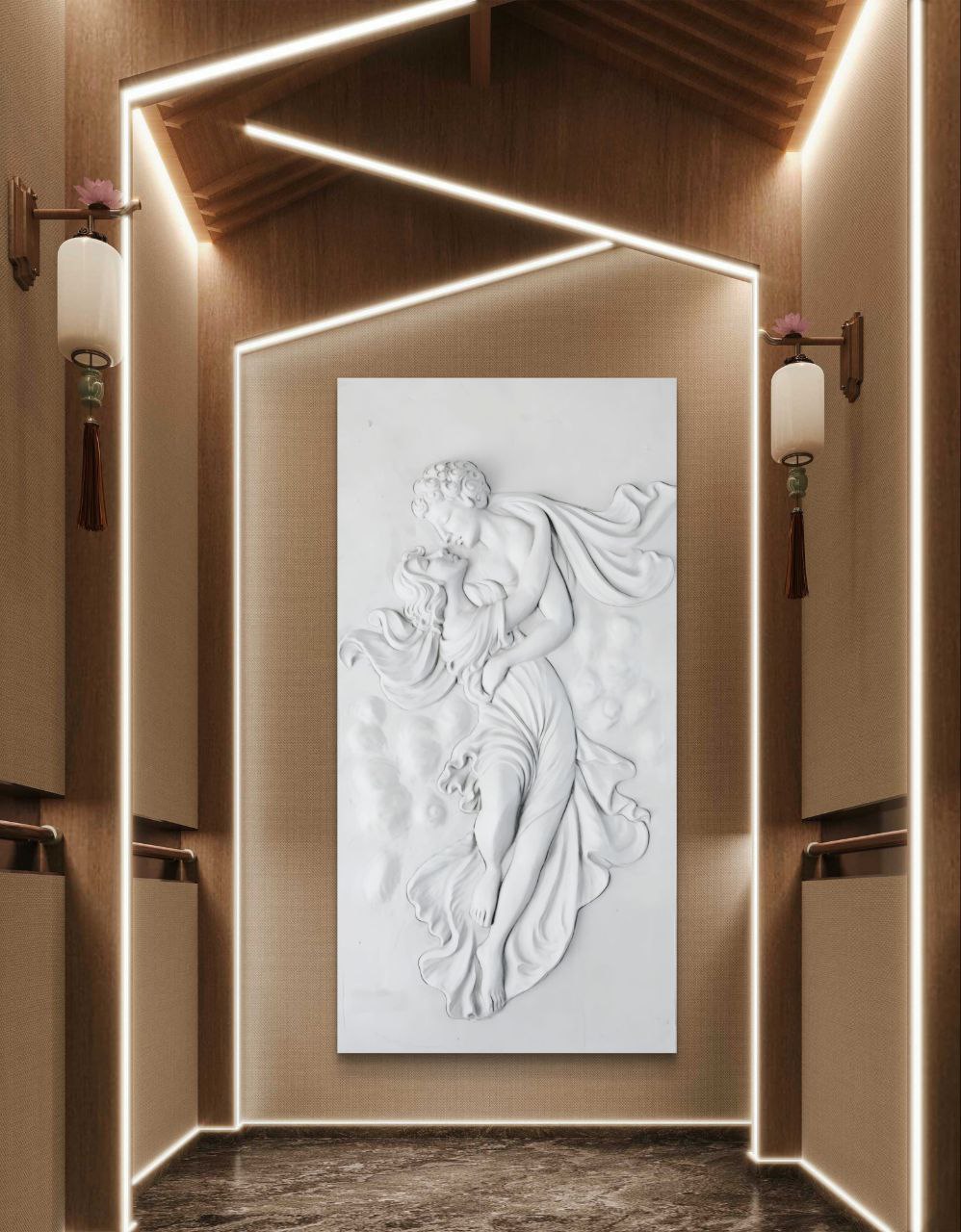 Elegant European Couple 5x3 Feet 3D Mural Wall Art - Timeless Romance in Every Detail