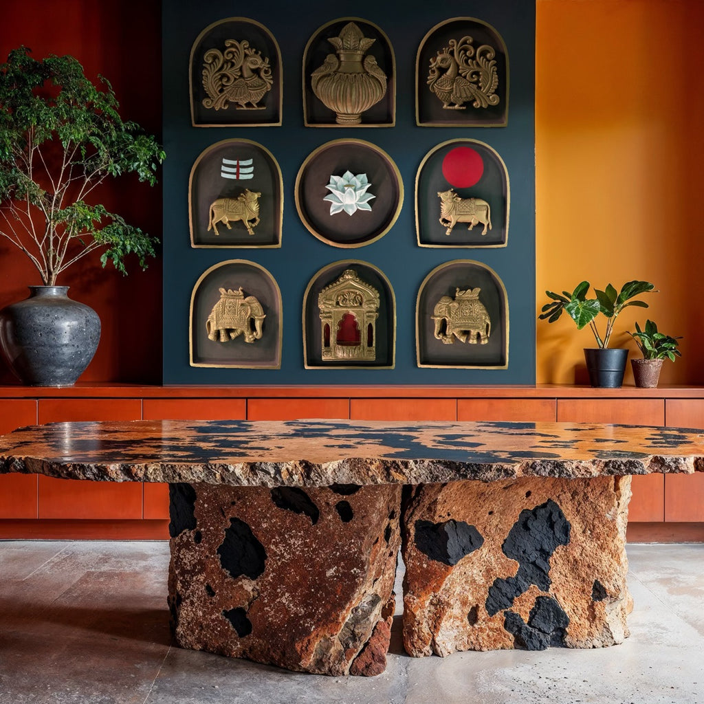 Traditional Indian wall motifs with prabhavali featuring detailed ornamental designs