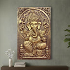 Premium Lord Ganesha 3D relief mural wall art in 3x2 feet size, handcrafted and ready to hang sculpture for elegant spiritual home decor