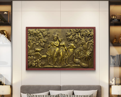 Handcrafted 5x3 feet mural of Radha Krishna, bringing peace and devotion to your space.