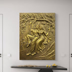 4x3 ft Radha Krishna Swing mural, showing the difference between the framed and unframed formats.