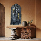 Full view of Ram Lalla Ji 3D relief wall art inspired by the Ayodhya temple idol, designed as a handcrafted spiritual wall mural.