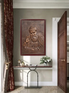 Spiritual wall art of the revered Sikh Guru Nanak Dev Ji, a timeless symbol of devotion.