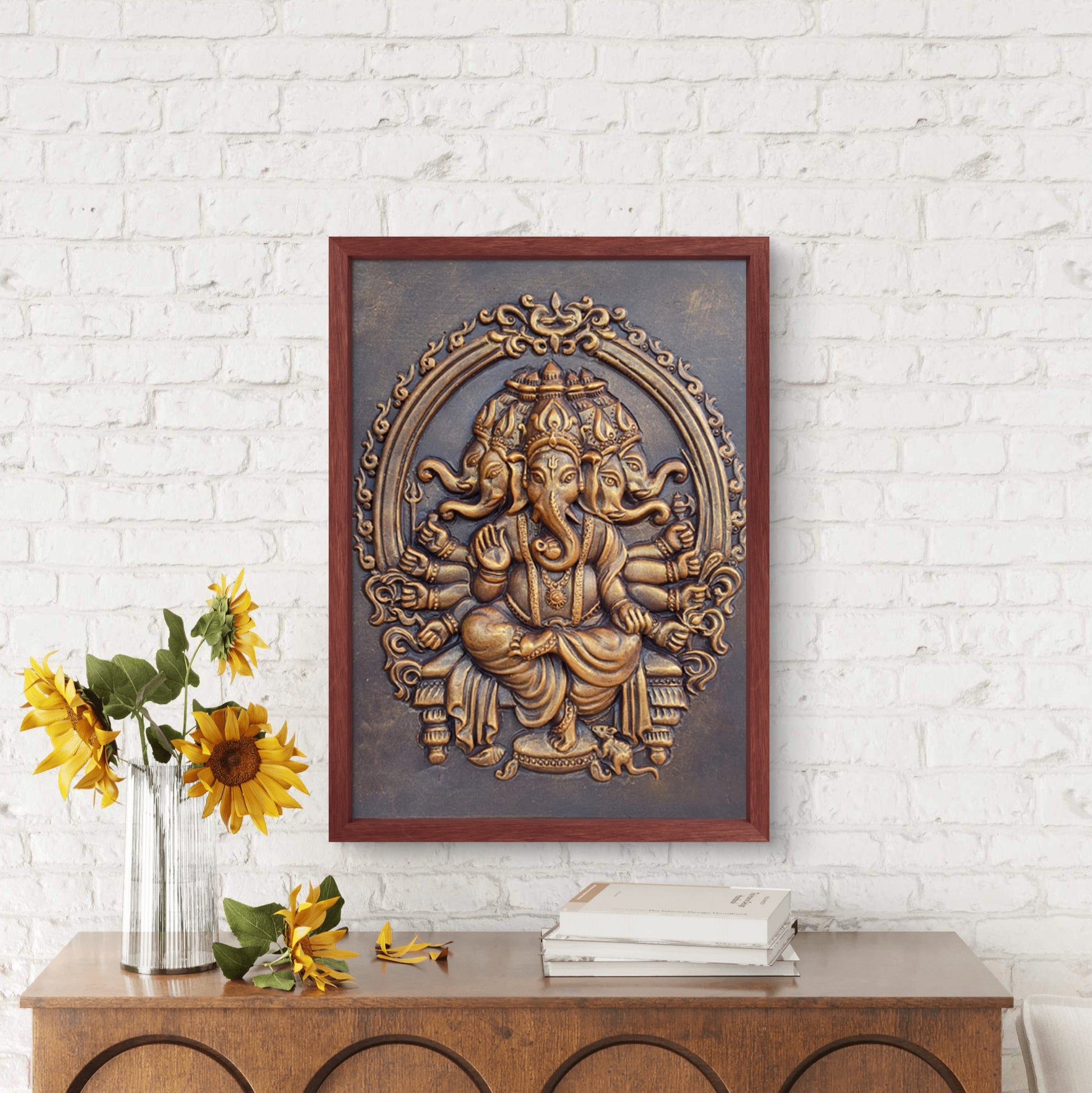 Panchmukhi Ganesha 3D Wall Art | Divine Relief Mural for Home & Temple Decor