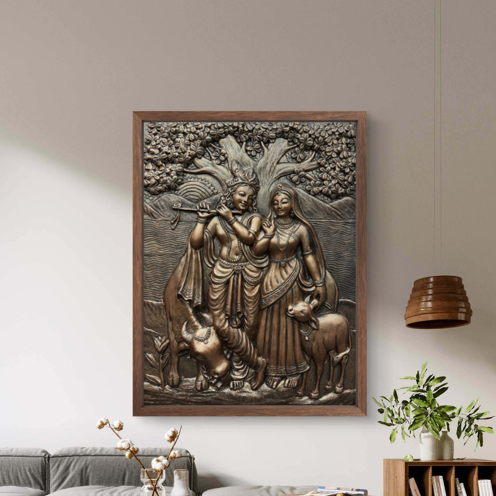 4x3 Feet Radha Krishna 3D Elevation Sculpture | Relief Mural Wall Art