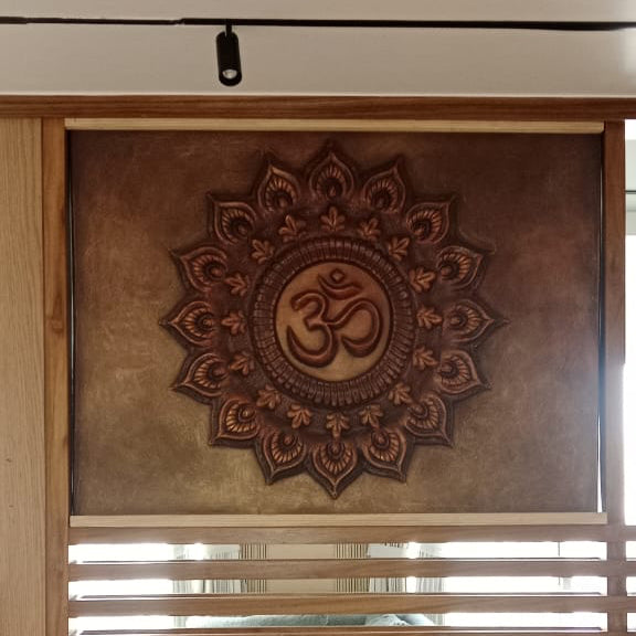 sacred Om symbol 3D wall relief artwork adding peace, balance, and spiritual elegance to home interiors