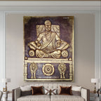 Majestic 6.5x5 ft Chhatrapati Shivaji Maharaj 3D Relief Mural in a Gold & Bronze finish.