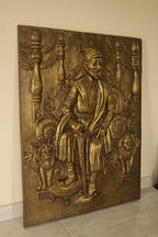 Handcrafted 4x3 feet relief mural of Shivaji Maharaj, exuding power, wisdom, and valor.