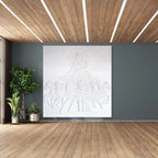 Sun God Surya with seven horses 3D wall relief mural in 7x7 feet size, grand handcrafted spiritual wall art for statement walls