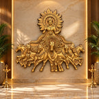 Close-up of Lord Surya Narayana and seven horses highlighting fine detailing and craftsmanship