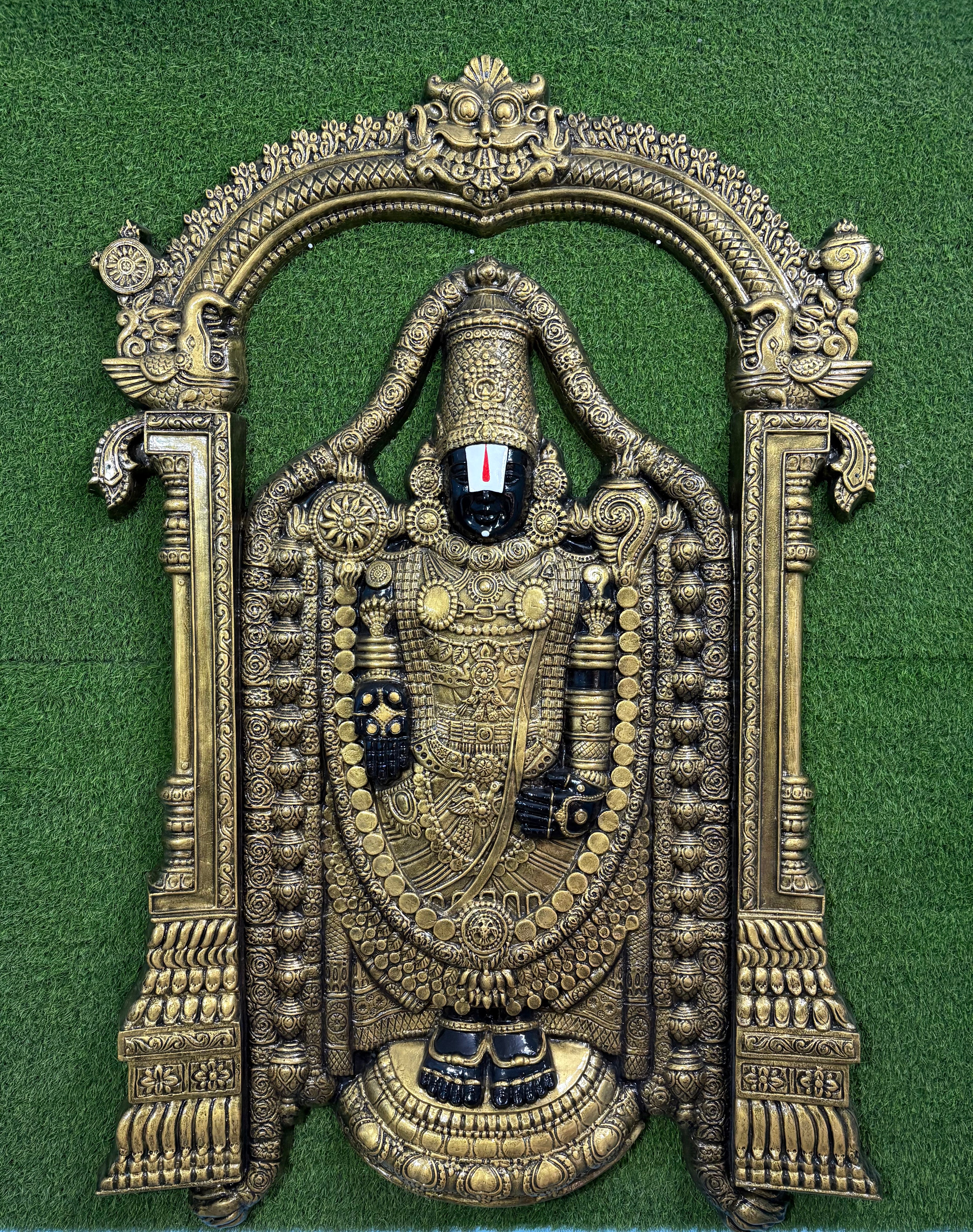Handcrafted Venkateshwara 3D wall sculpture mural, detailed 5.5x4 feet relief artwork bringing divine grace and spiritual elegance to home decor