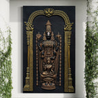 Full view of Venkateswara Balaji with Lakshmi 3D relief wall art designed as a handcrafted spiritual wall mural.