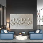 White right-moving 7 Horses 3D mural, a powerful statement piece for office decor.